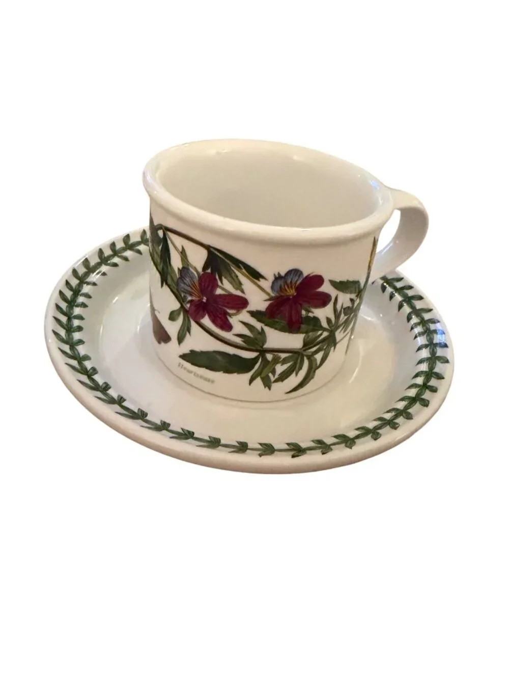 Portmeirion Botanic Garden Set of 2 Ceramic Drum Teacup and Saucer Multicolor